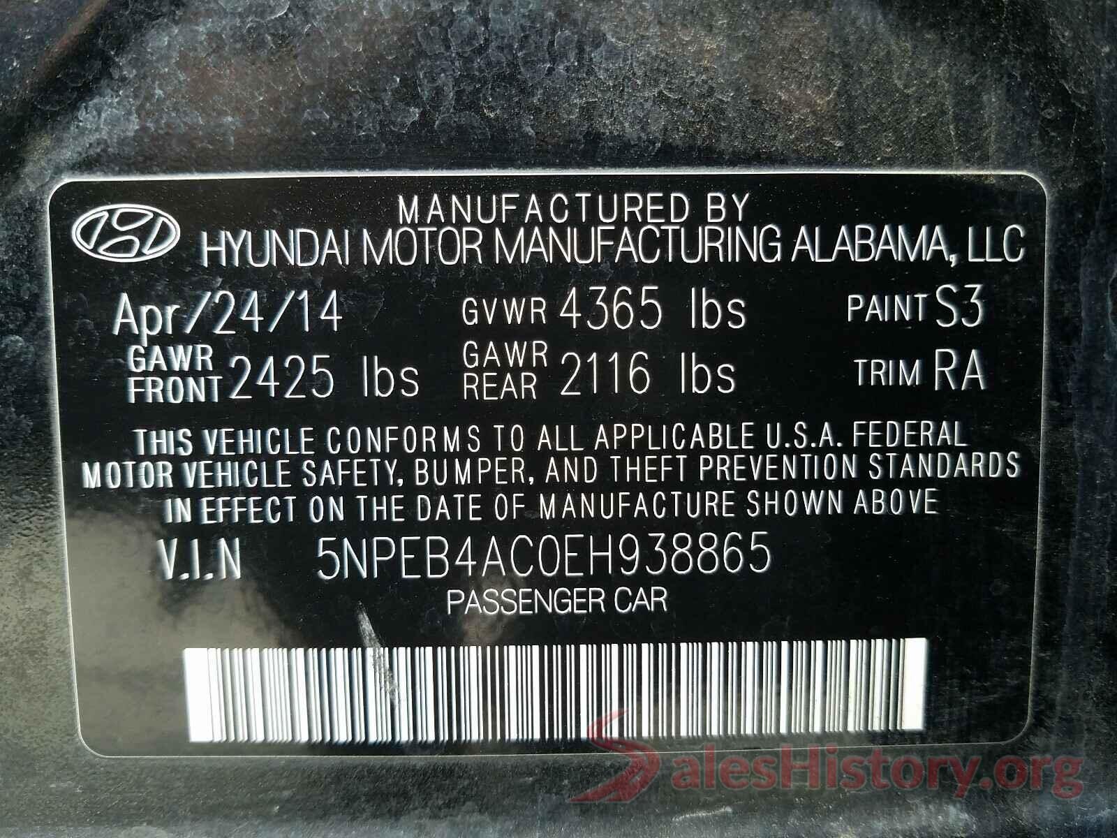 5N1AT2MTXGC826810 2014 HYUNDAI SONATA