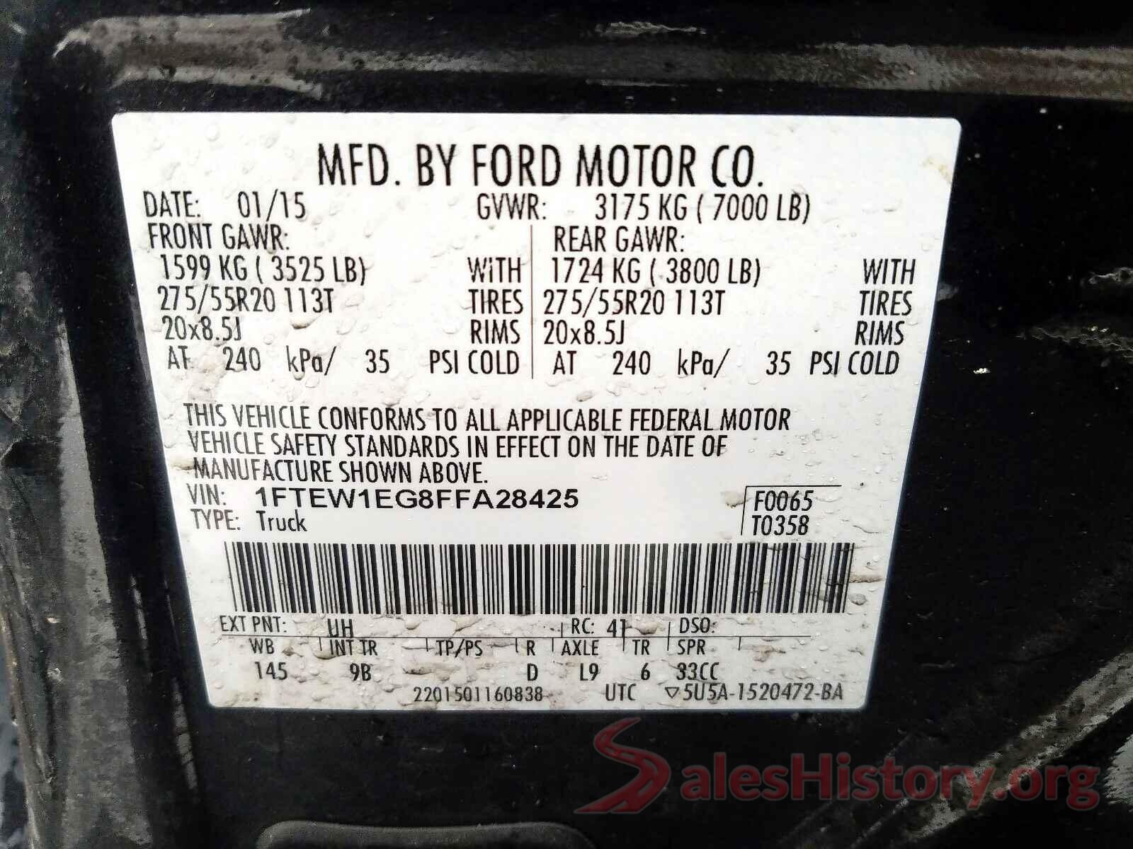 1HGCV2F98JA022549 2015 FORD F150