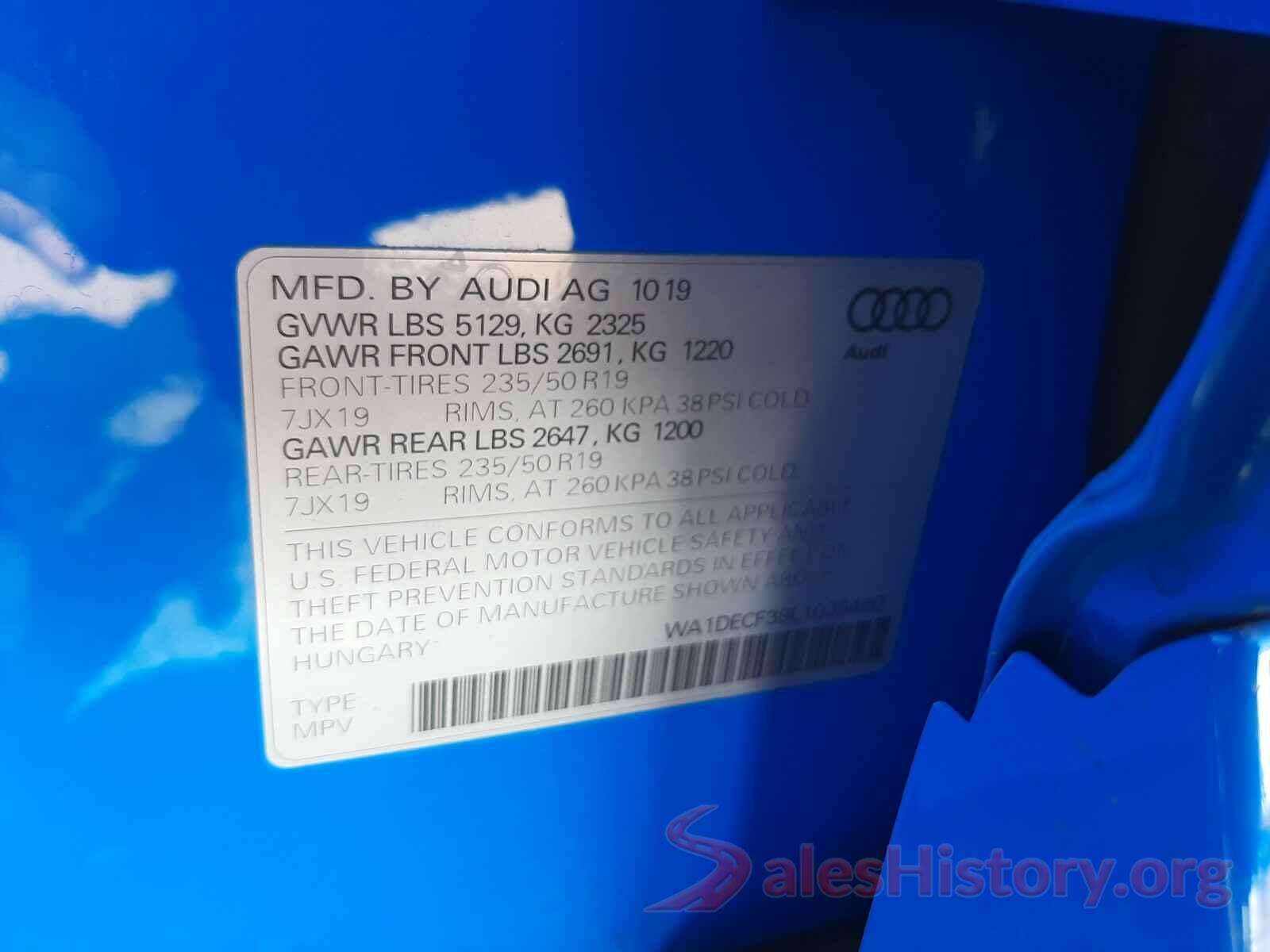 WA1DECF39L1039460 2020 AUDI Q3