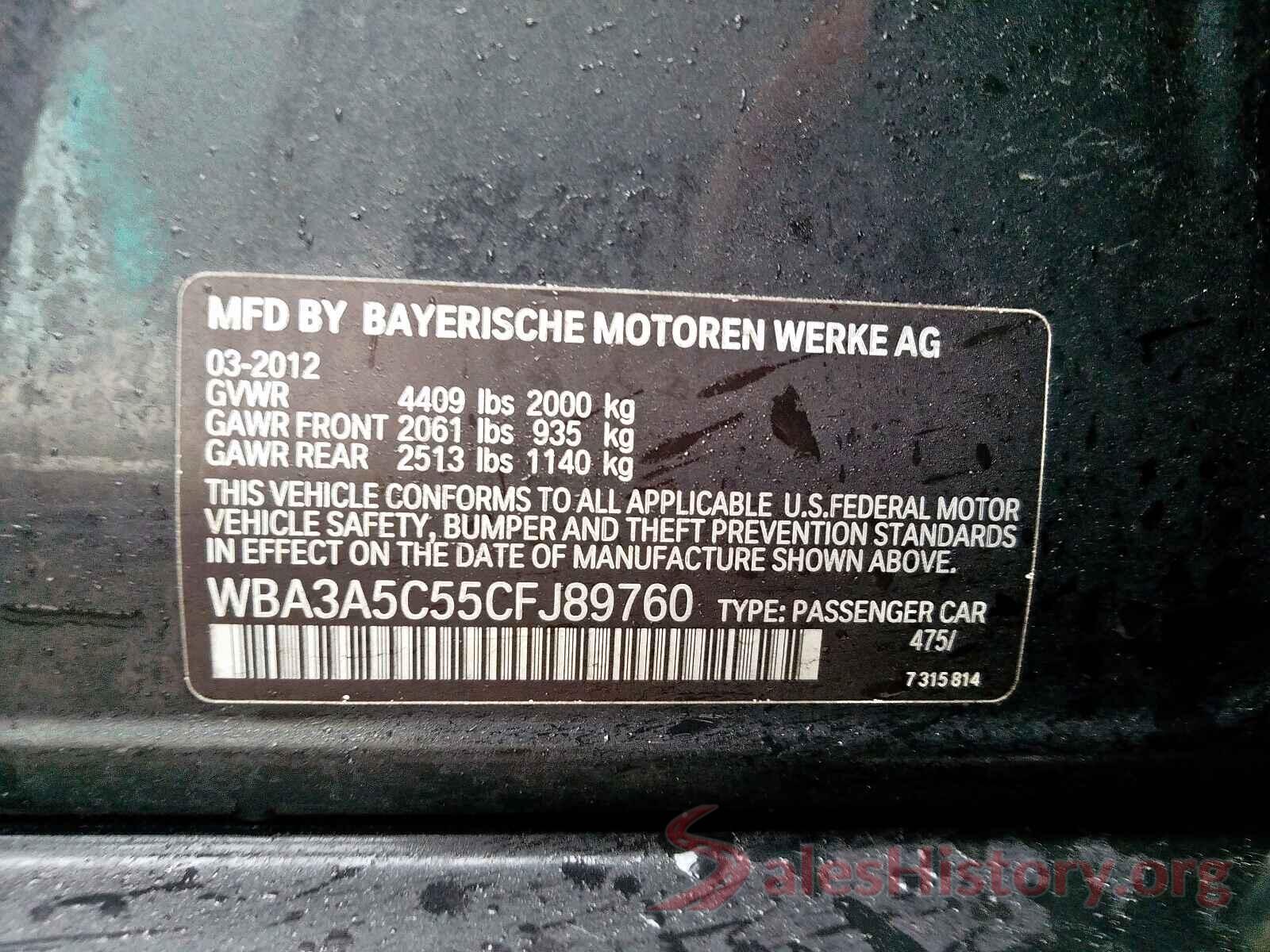 5N1AT2MV0HC836474 2012 BMW 3 SERIES