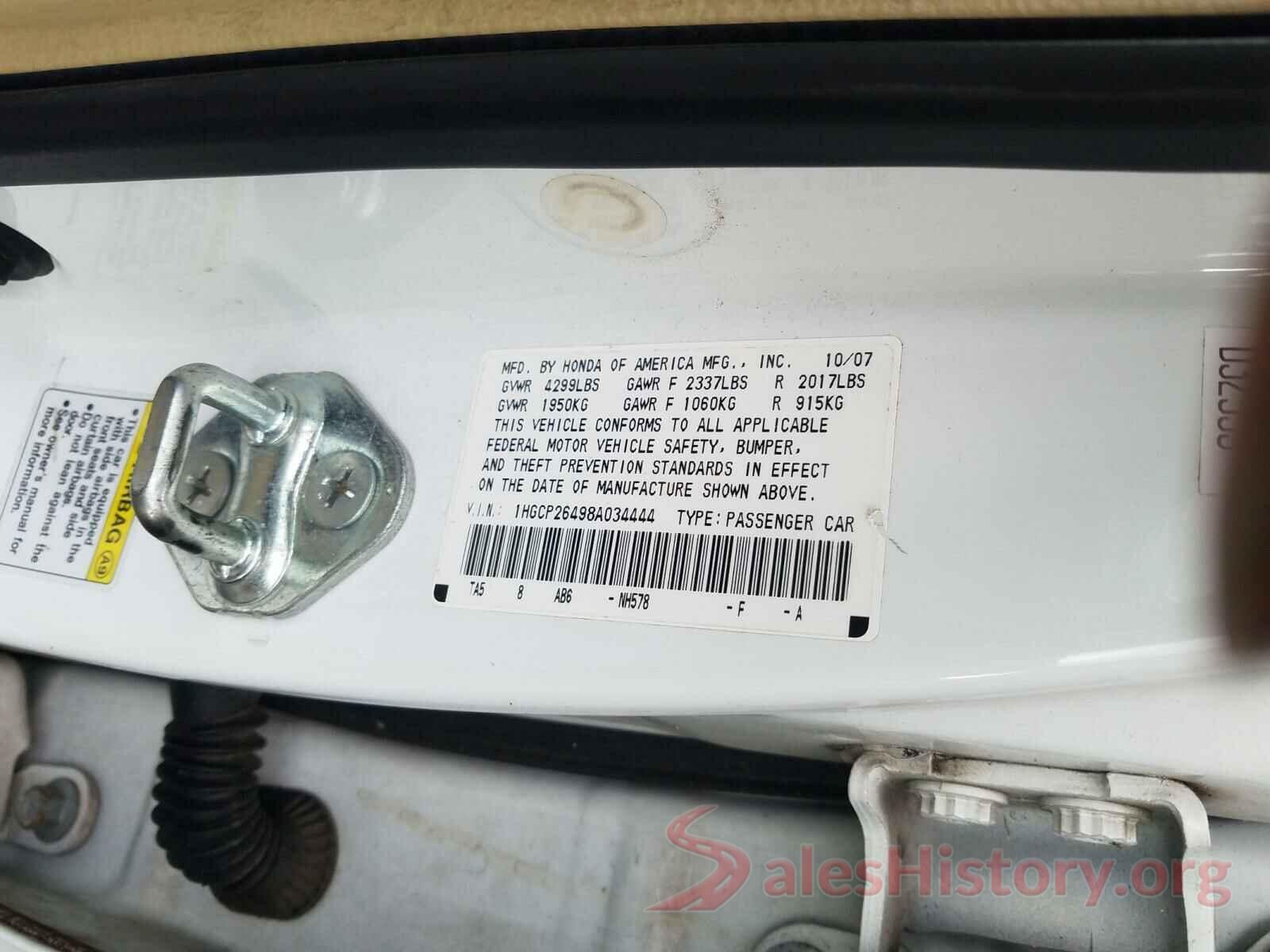 5NPD74LF0LH554439 2008 HONDA ACCORD