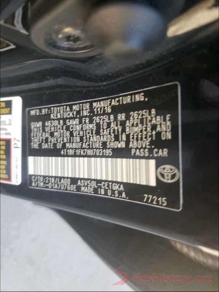 4T1BF1FK7HU703195 2017 TOYOTA CAMRY