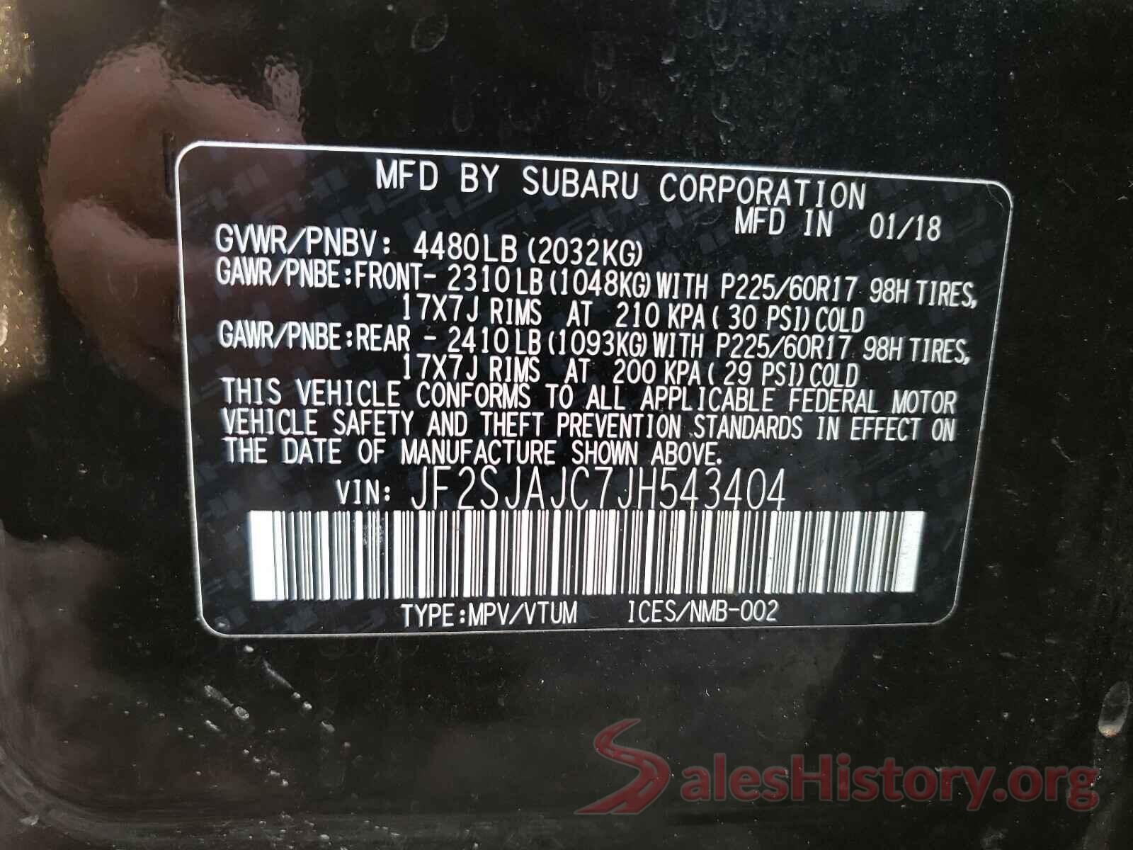 JF2SJAJC7JH543404 2018 SUBARU FORESTER