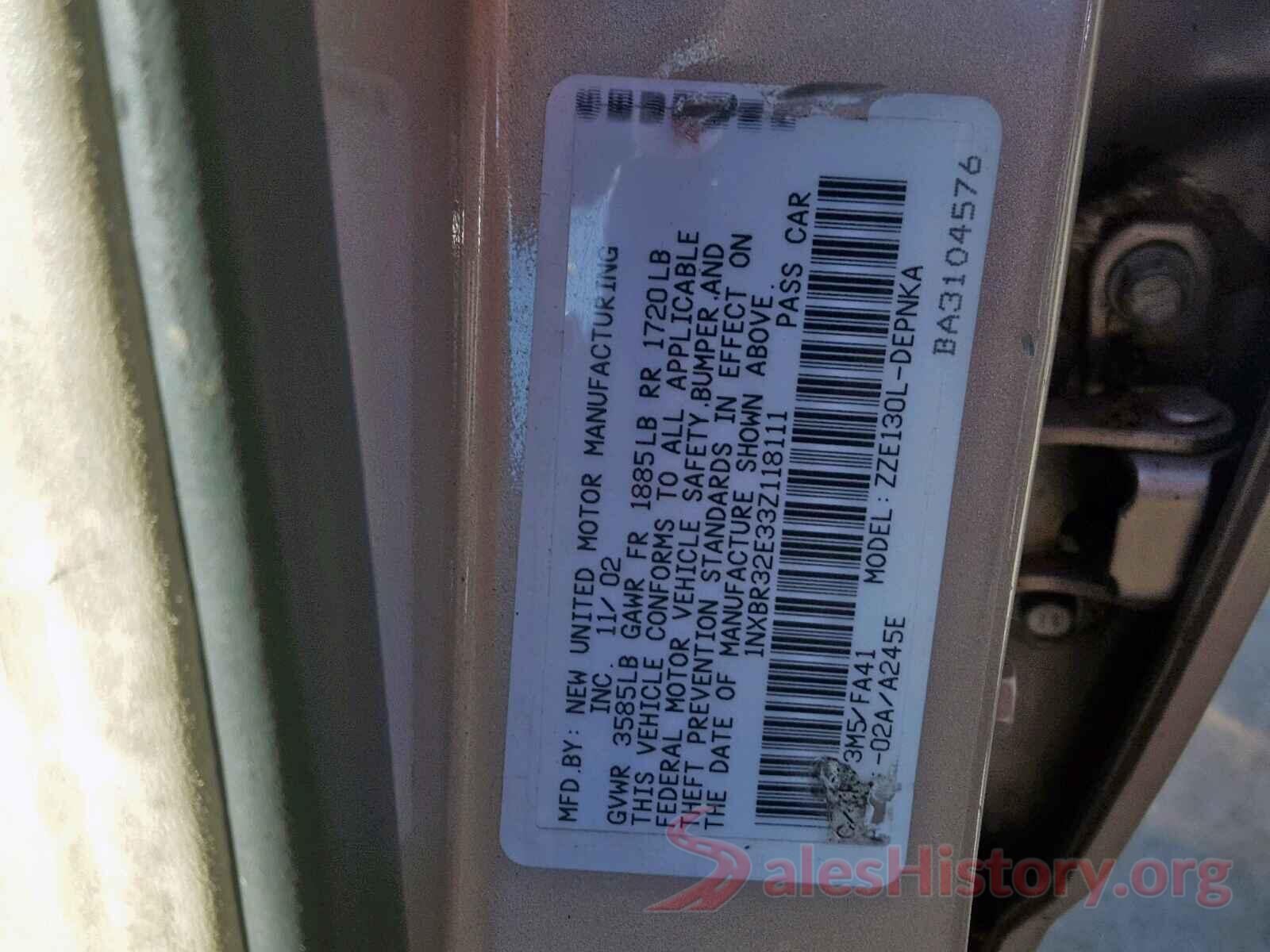 JTDKBRFU3G3010788 2003 TOYOTA COROLLA