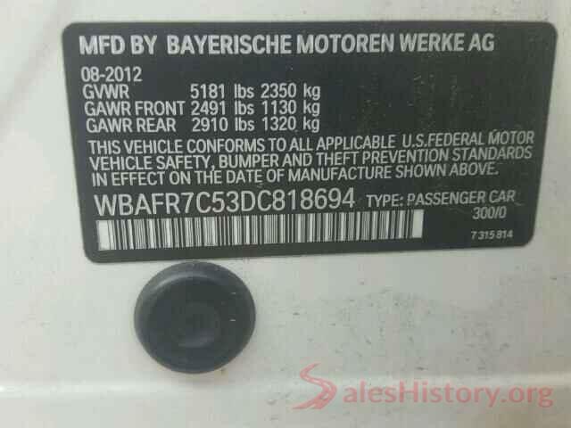 1C4NJDBB8HD104958 2013 BMW 5 SERIES