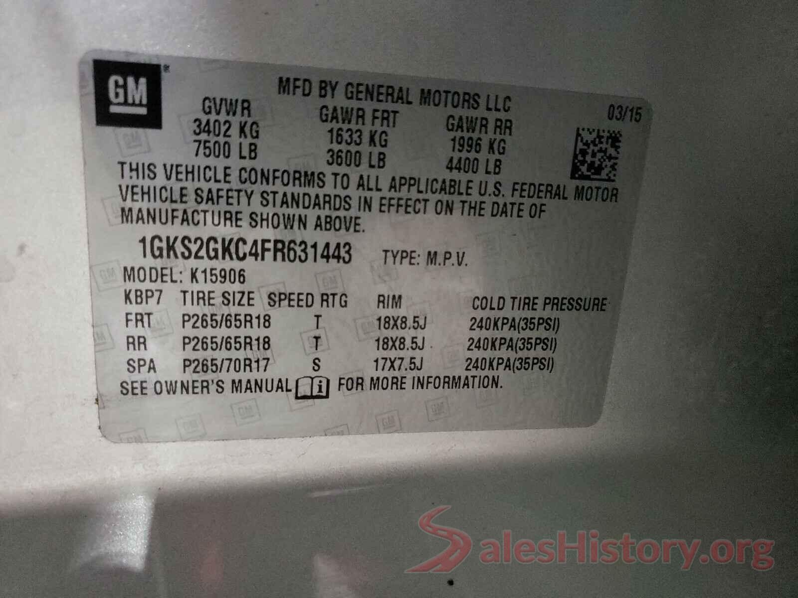 1N4BL4EV3LC186217 2015 GMC YUKON