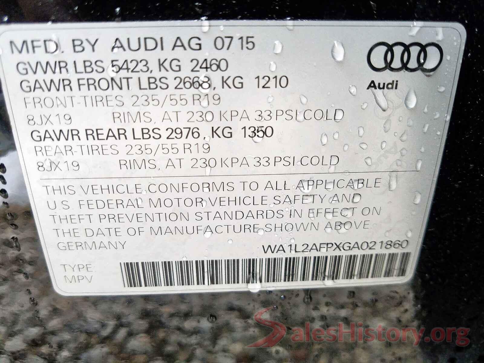 1GCVKREC0JZ321220 2016 AUDI Q5