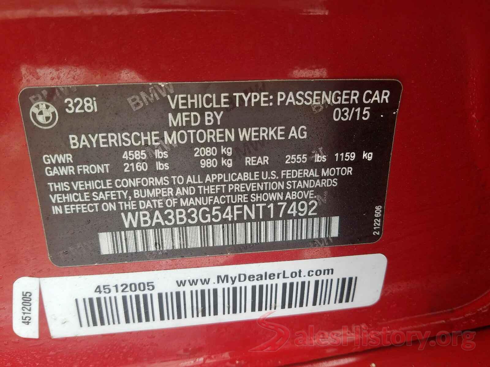 3KPC24A69LE109098 2015 BMW 3 SERIES