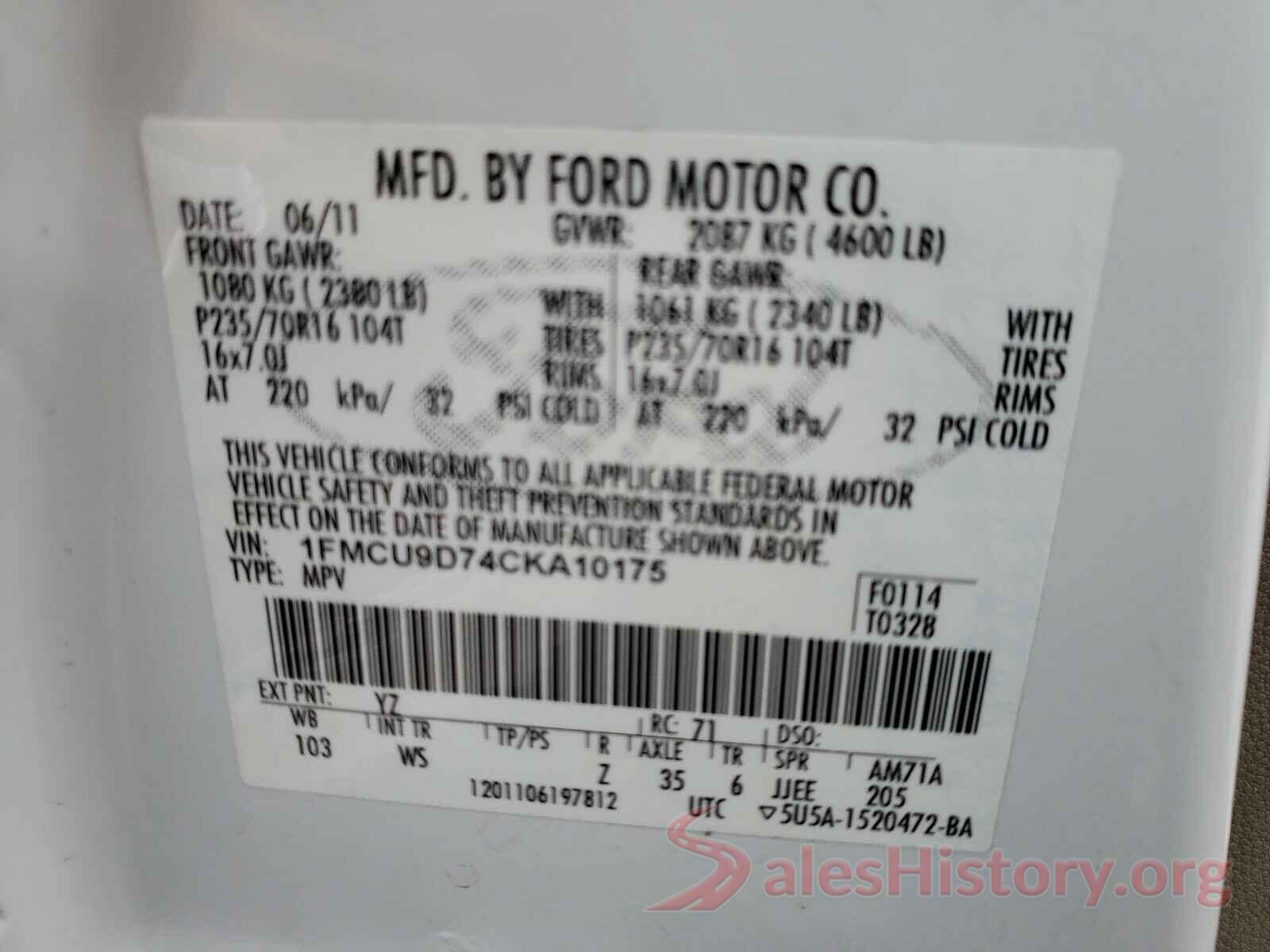 5N1AT2MV0HC739467 2012 FORD ESCAPE