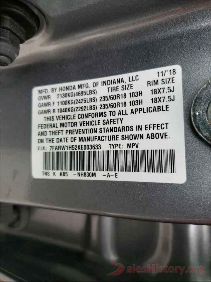 5YJ3E1EA8JF052730 2019 HONDA CRV