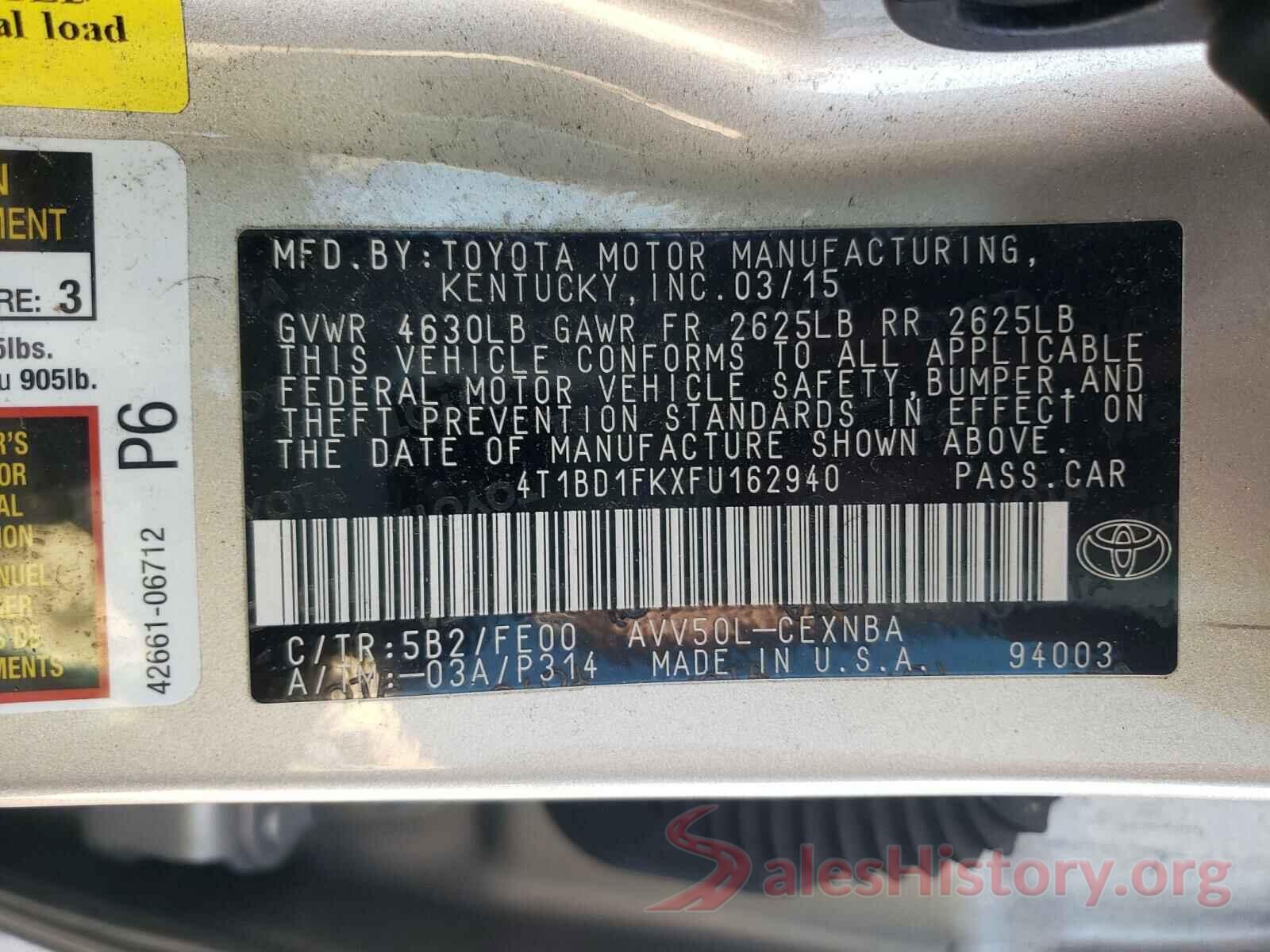 5TFDW5F19KX855061 2015 TOYOTA CAMRY