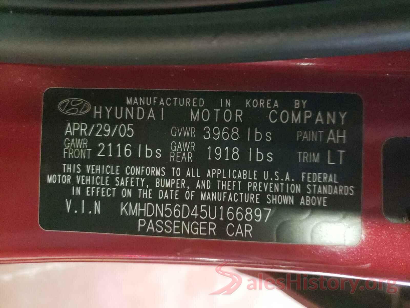 3TMAZ5CNXHM034146 2005 HYUNDAI ELANTRA