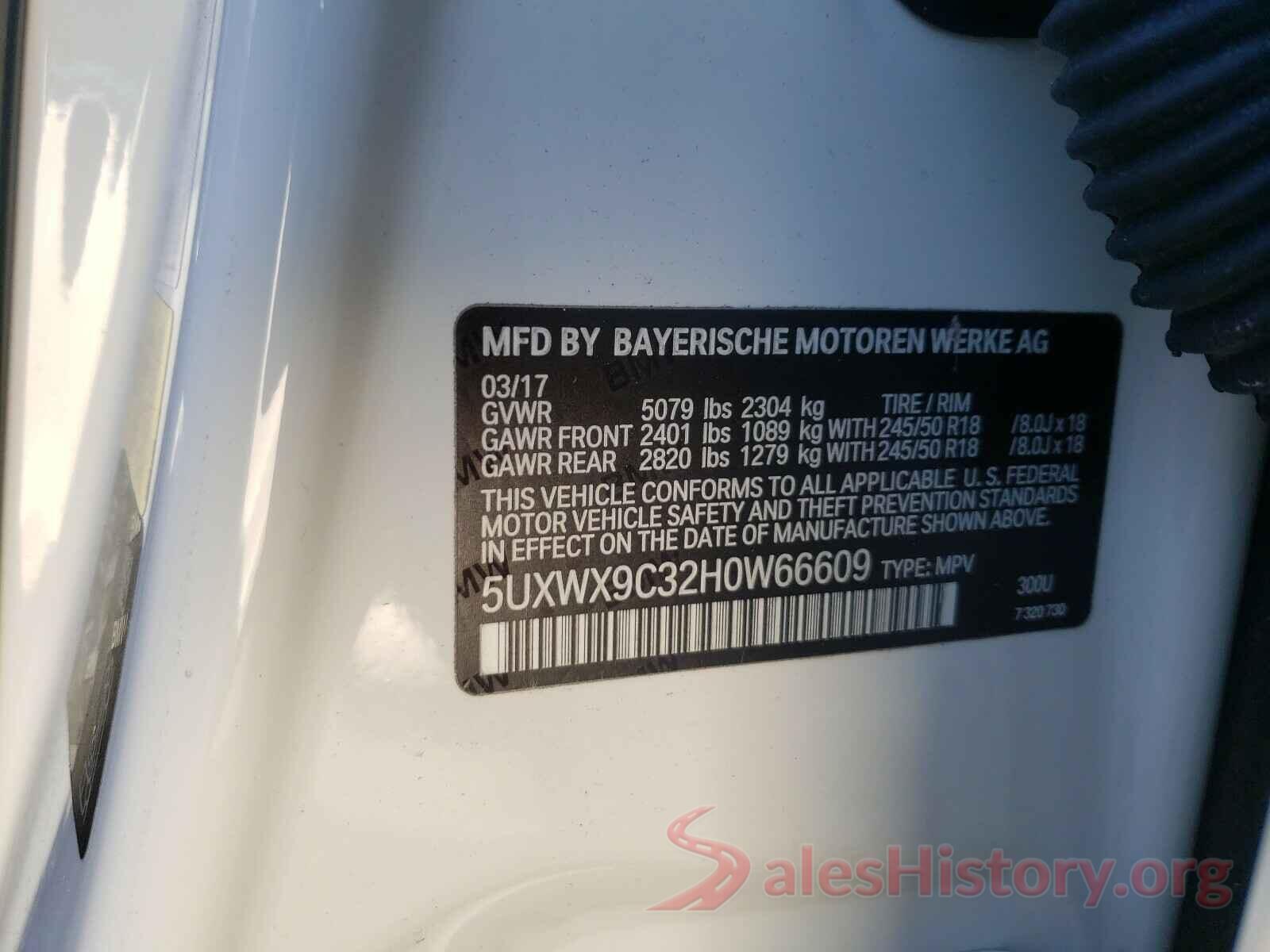 5UXWX9C32H0W66609 2017 BMW X3