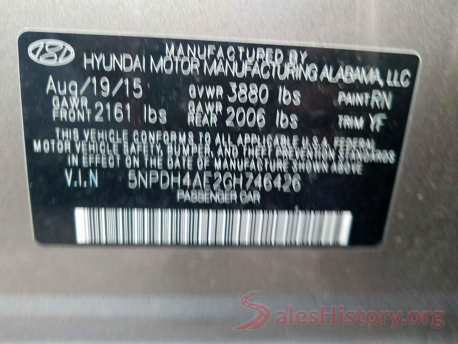 2T1BURHE0KC218644 2016 HYUNDAI ELANTRA