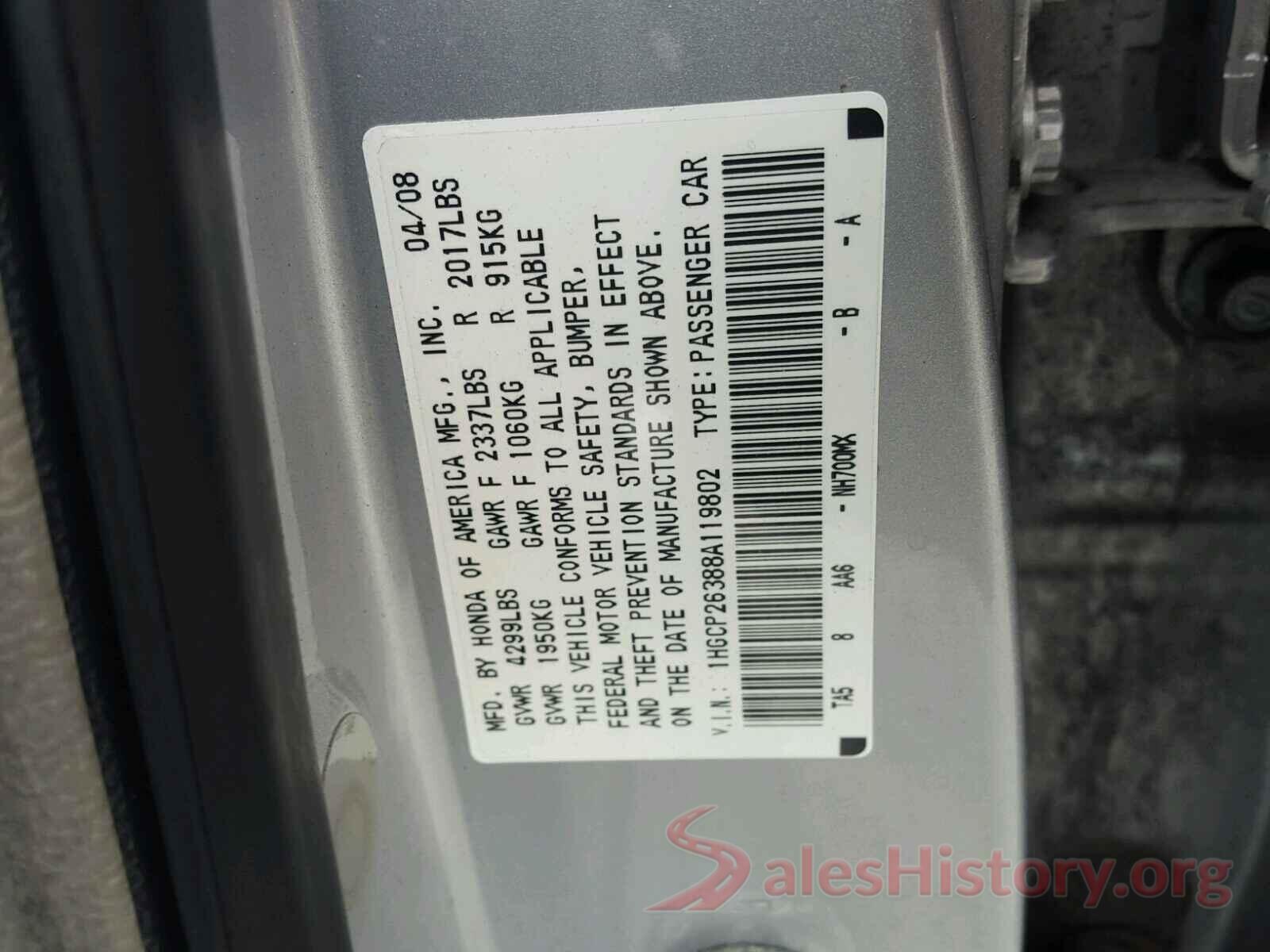 KNDJP3A51H7484596 2008 HONDA ACCORD