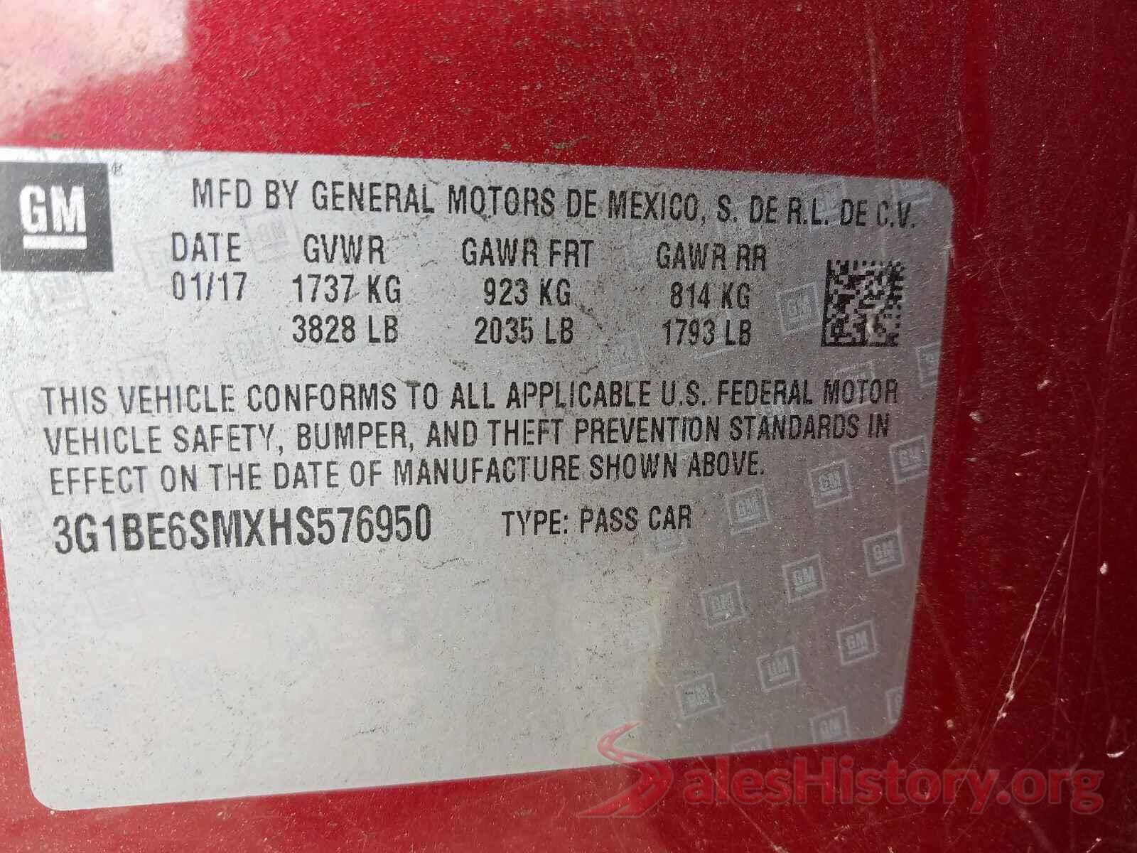 2HGFC2F79JH609720 2017 CHEVROLET CRUZE