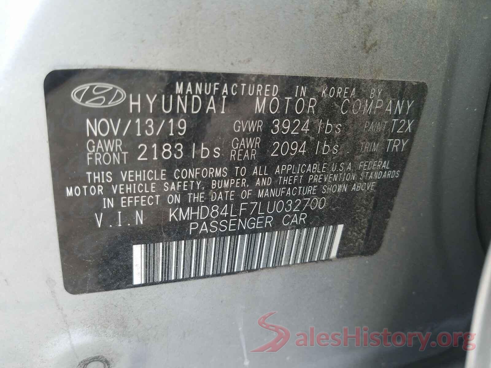 KMHD84LF7LU032700 2020 HYUNDAI ELANTRA