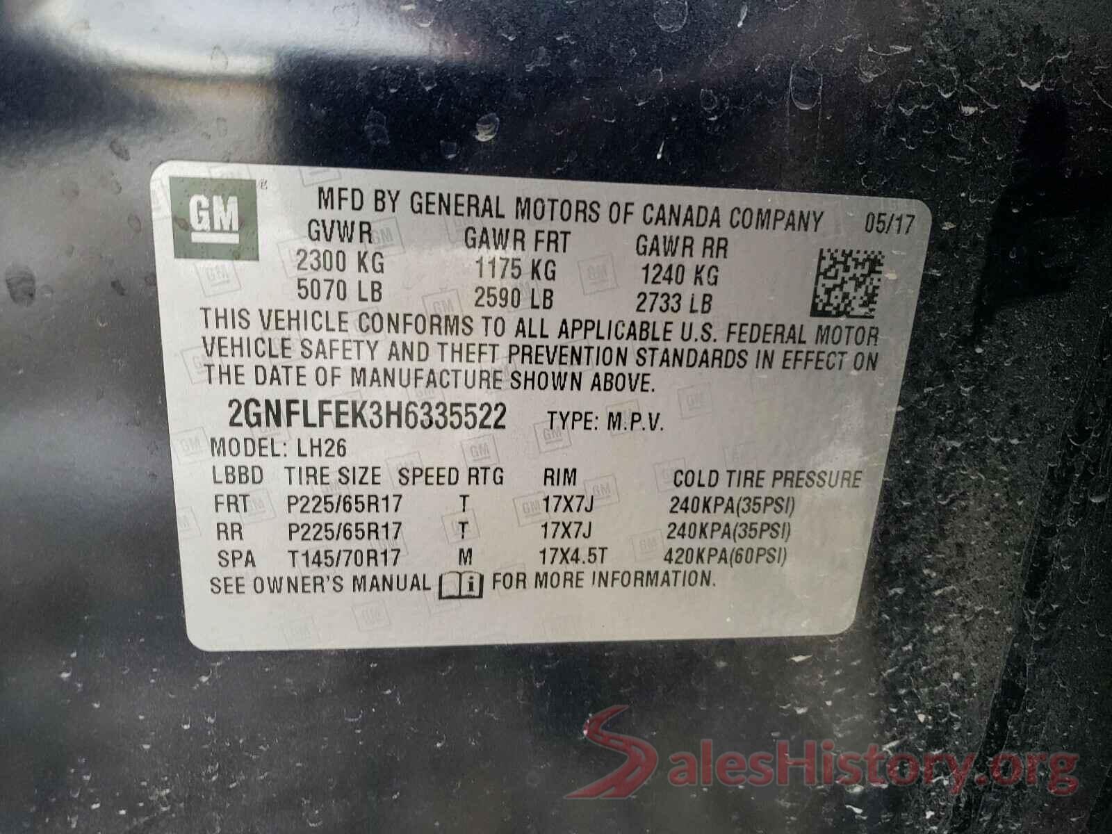 2GNFLFEK3H6335522 2017 CHEVROLET EQUINOX