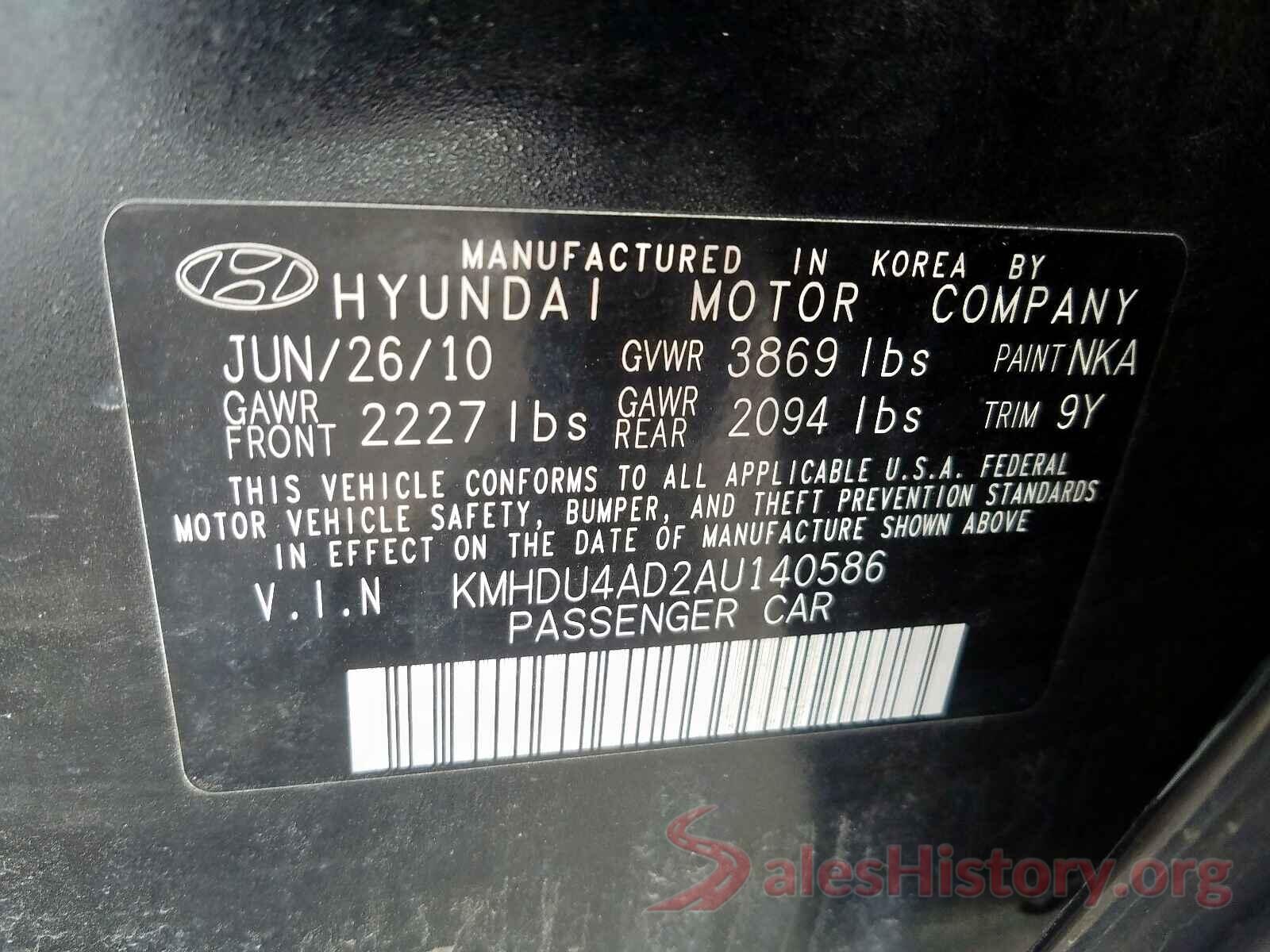 5XXGT4L34HG152392 2010 HYUNDAI ELANTRA