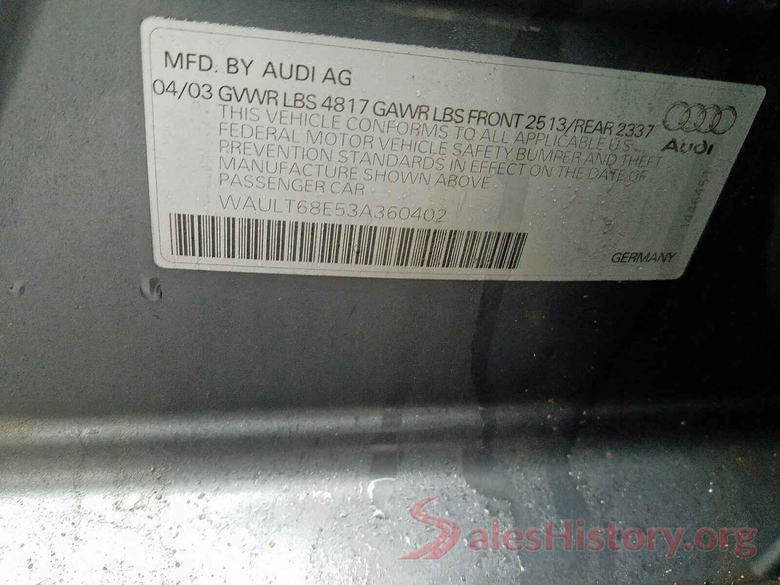 1FADP3J28GL225831 2003 AUDI A4