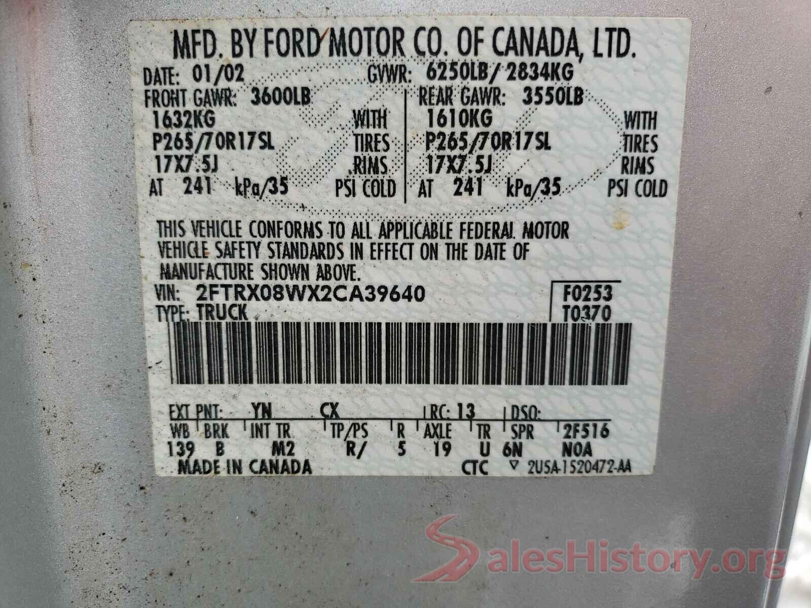 3FA6P0G77JR187494 2002 FORD F150