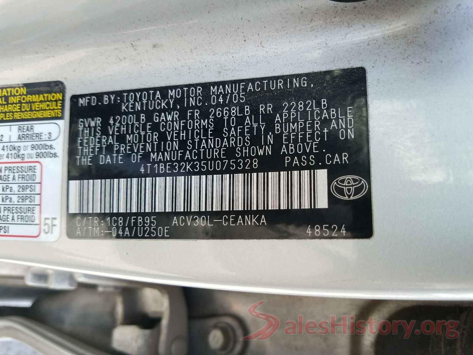 JTNKARJE9HJ549489 2005 TOYOTA CAMRY