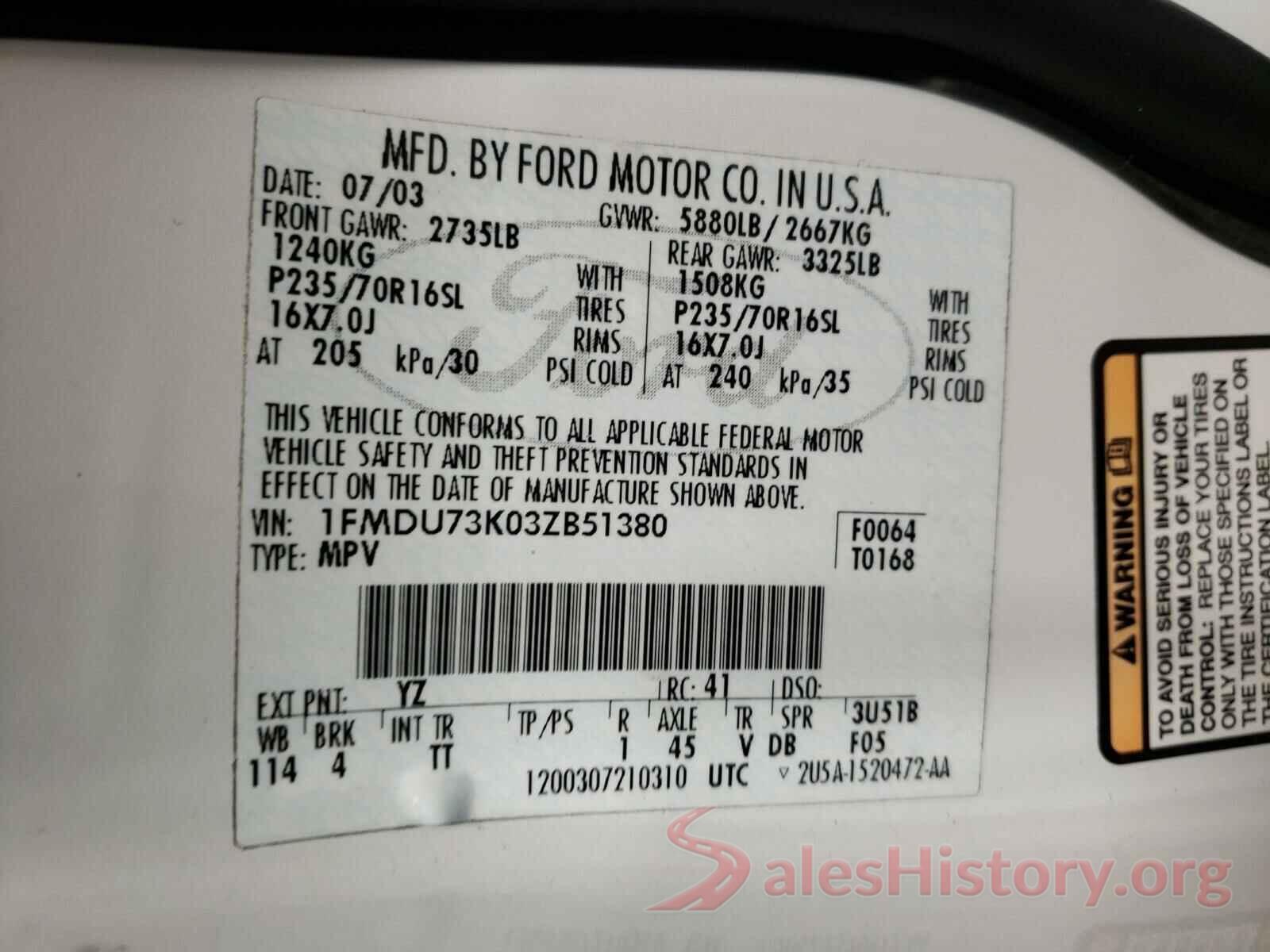 1V2KP2CA3MC522368 2003 FORD EXPLORER