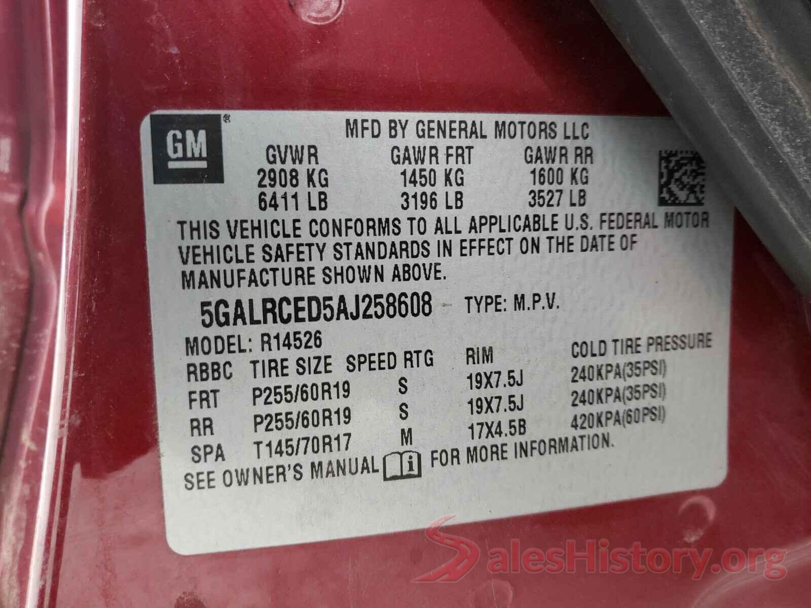 4T1G11AK6LU325133 2010 BUICK ENCLAVE