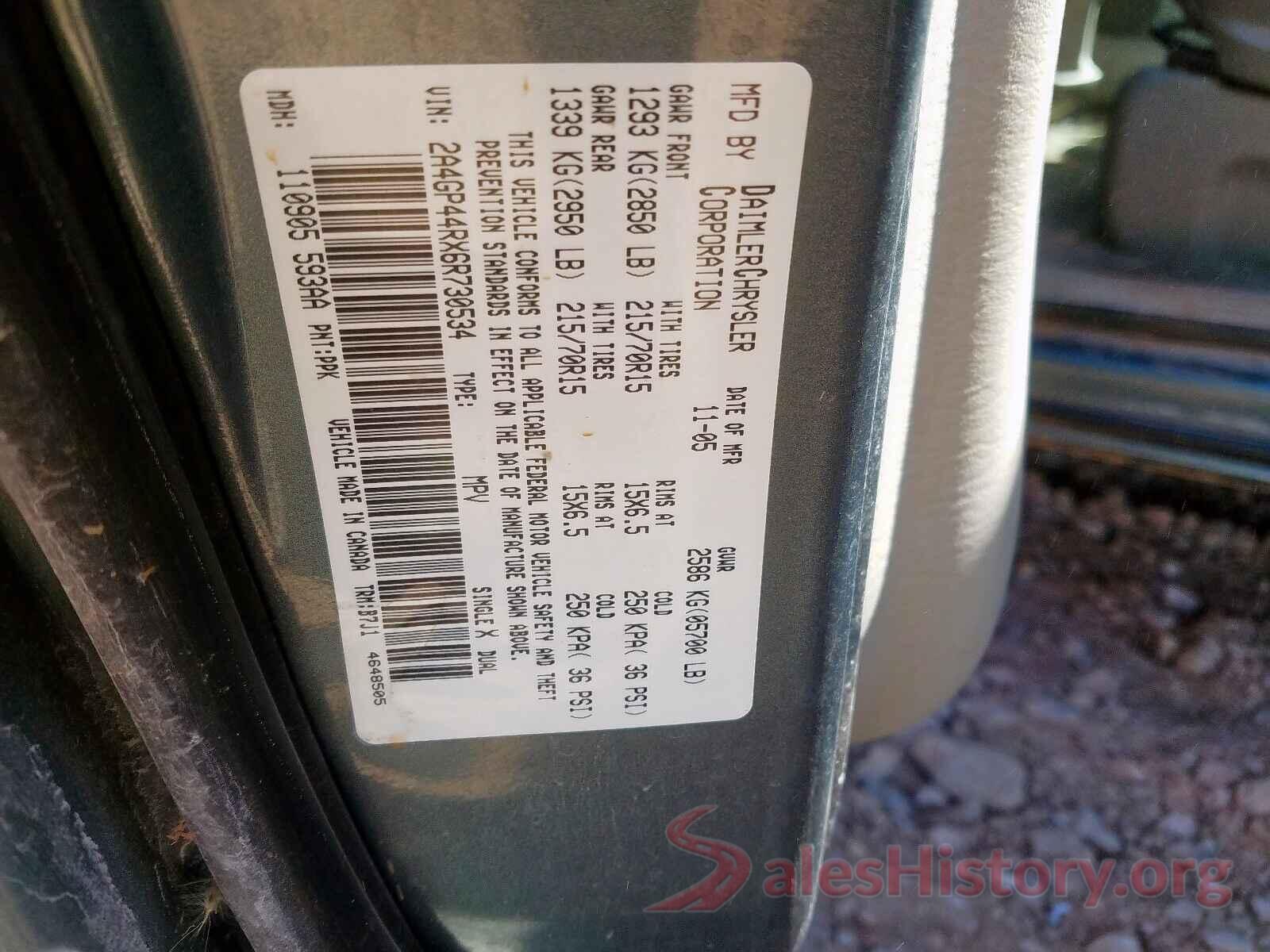 4T4BF1FK7GR517807 2006 CHRYSLER MINIVAN