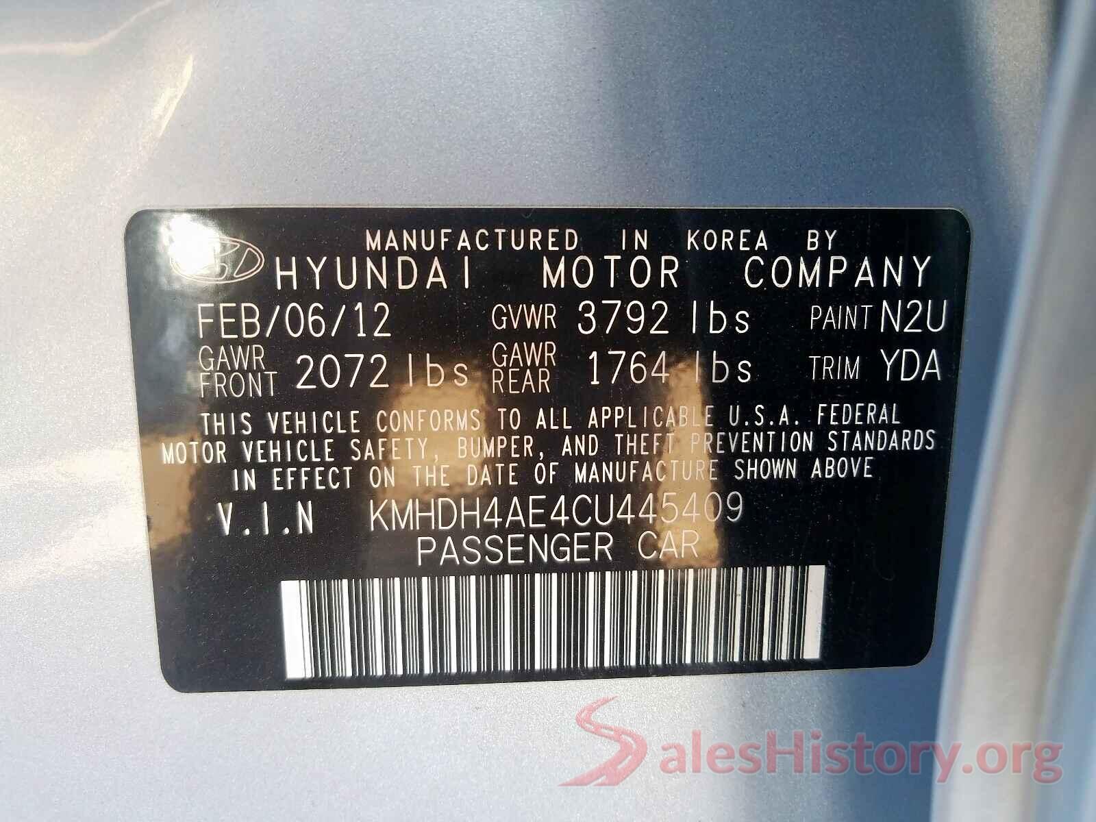 KNDJ23AU0L7728690 2012 HYUNDAI ELANTRA