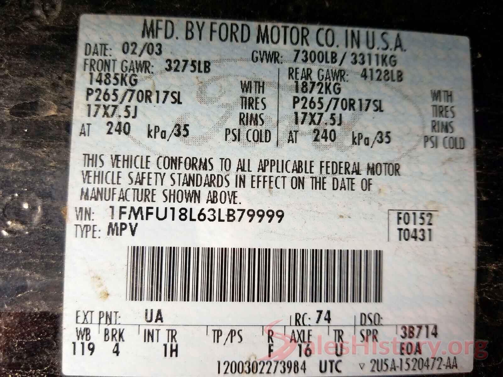 KNADM4A37G6660076 2003 FORD EXPEDITION