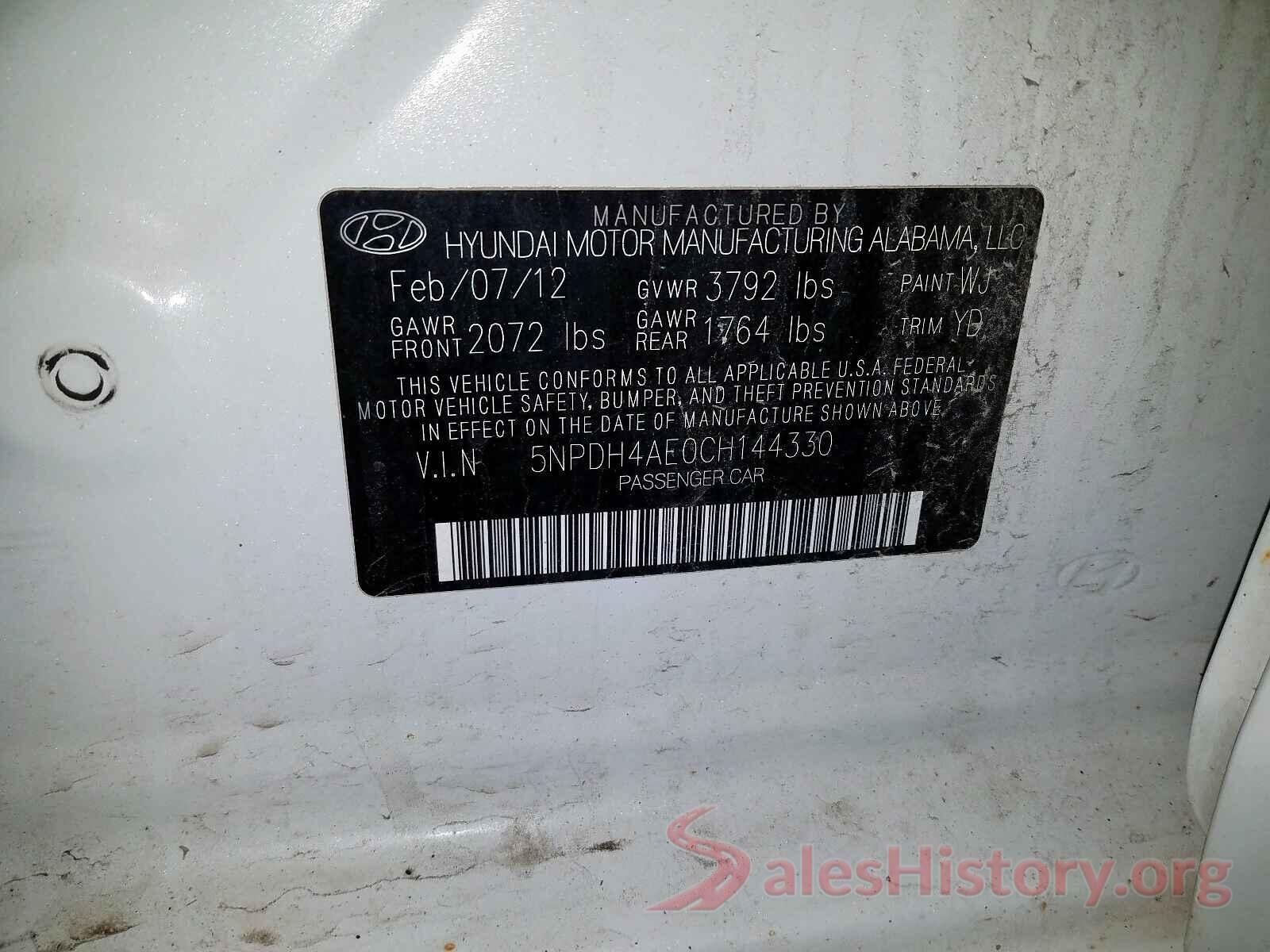 JTNK4RBE9K3044232 2012 HYUNDAI ELANTRA