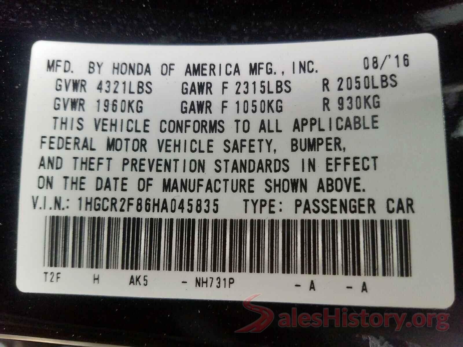 5XXGT4L33JG222812 2017 HONDA ACCORD