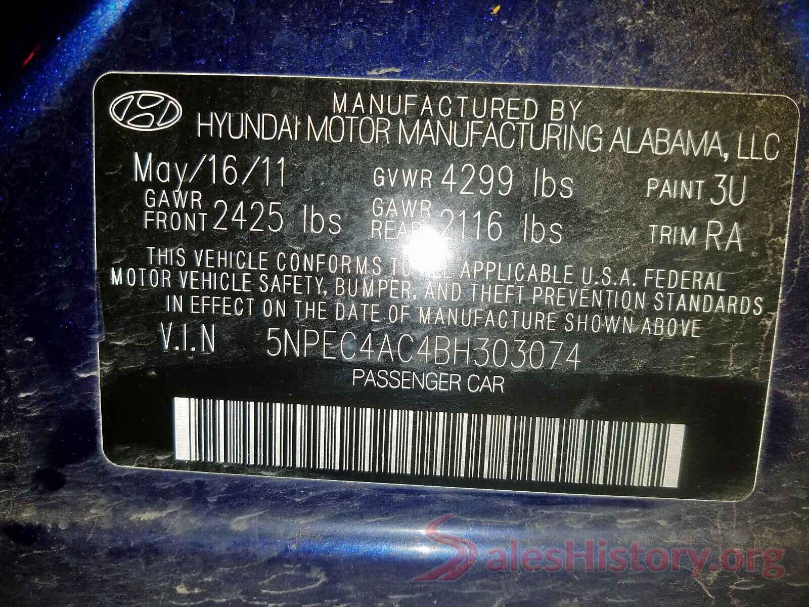 5YFBURHE1HP699951 2011 HYUNDAI SONATA