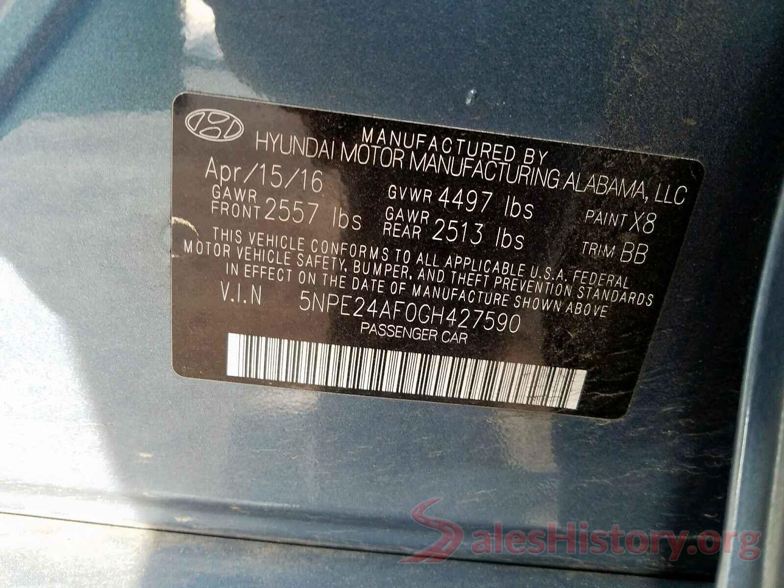 4T1BF1FK8GU201889 2016 HYUNDAI SONATA