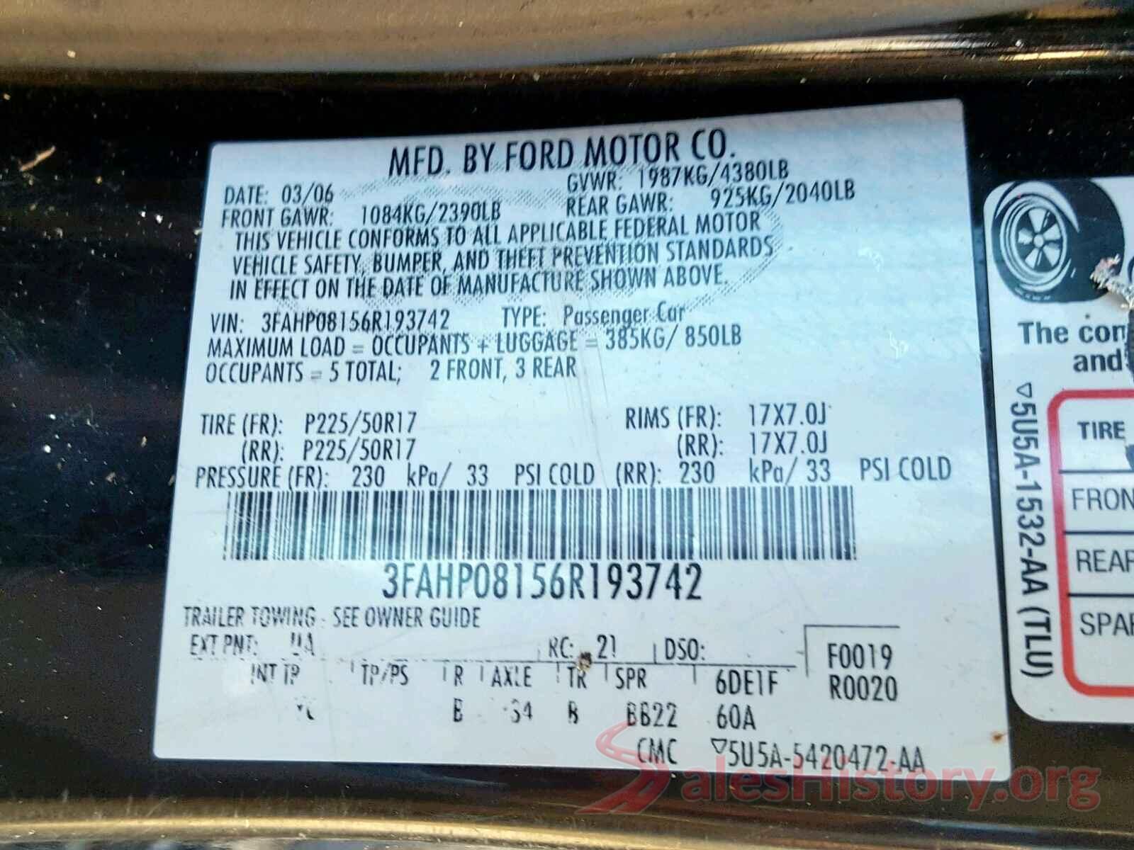 KM8K3CA58KU234857 2006 FORD FUSION SEL