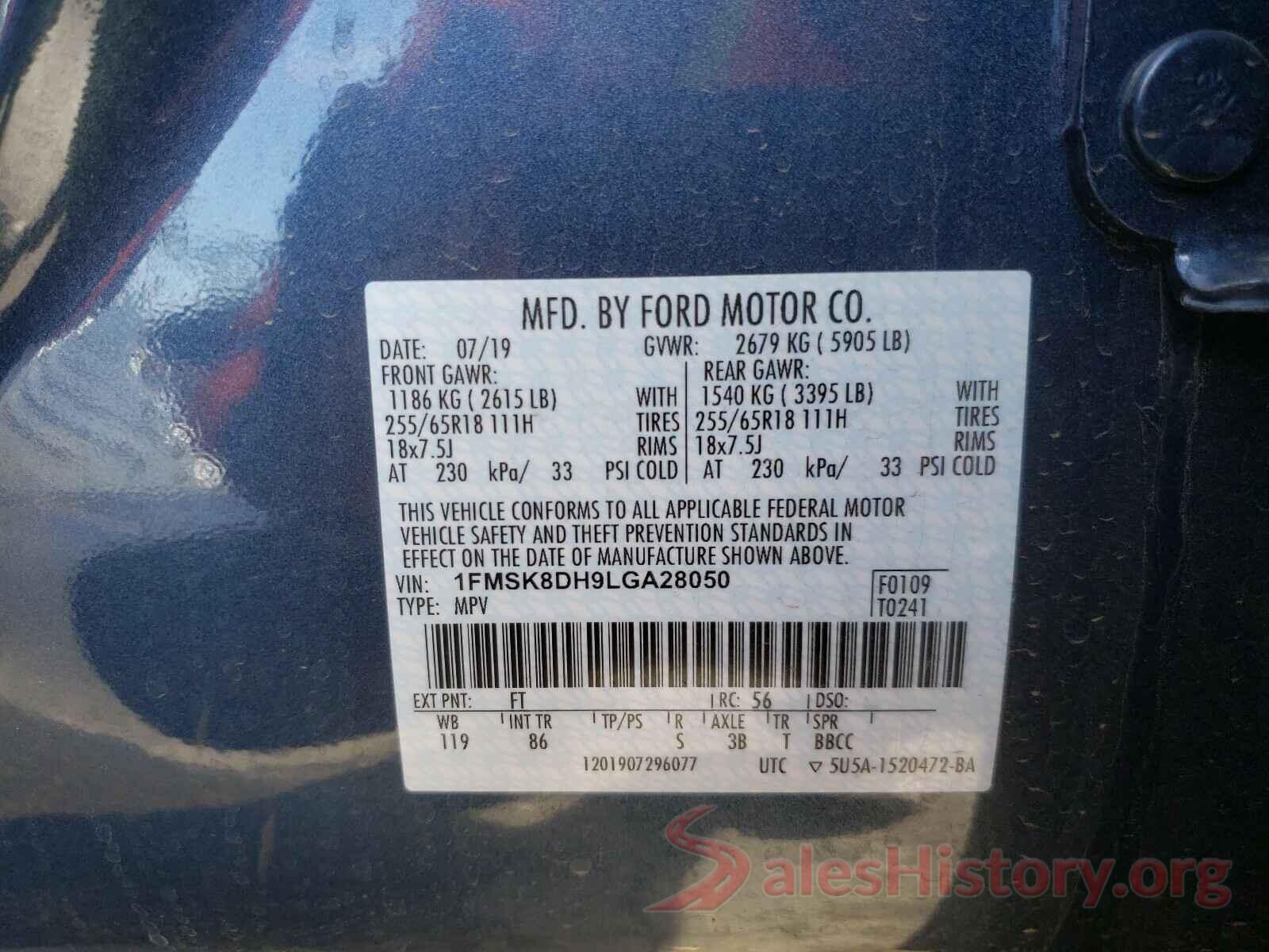 1FTEX1C82GFA58269 2020 FORD EXPLORER