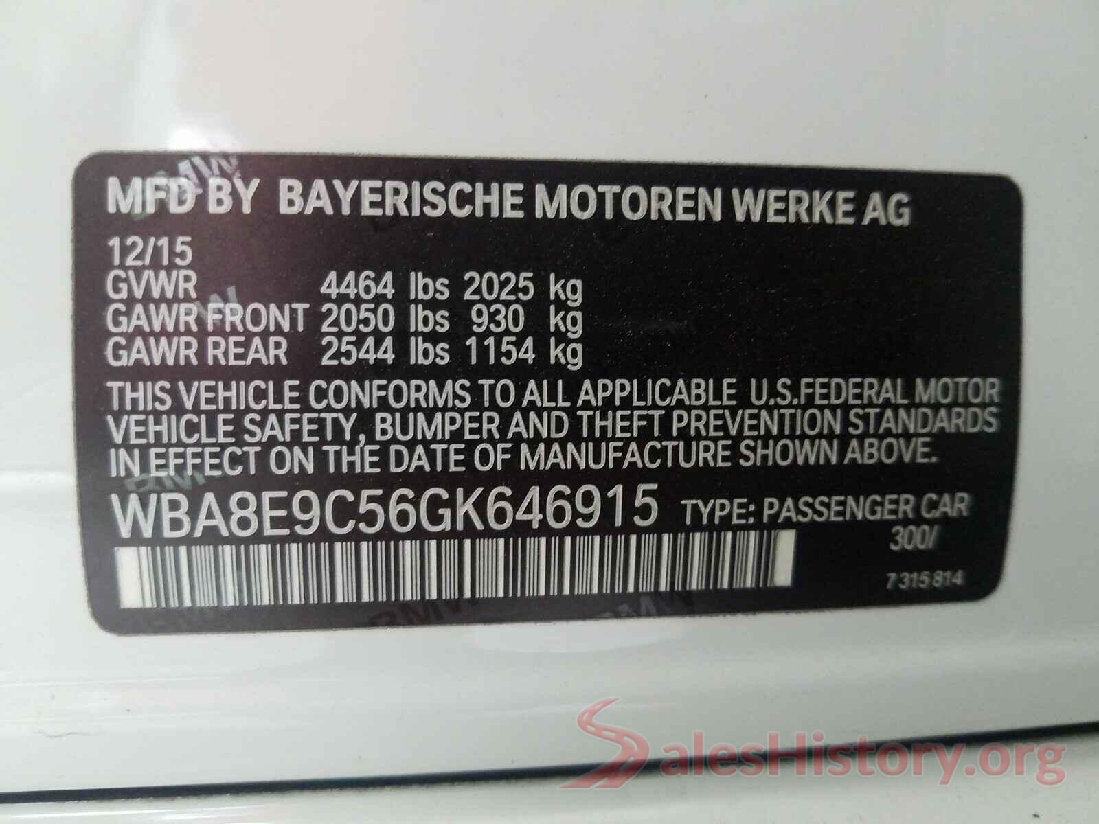 WBA8E9C56GK646915 2016 BMW 3 SERIES