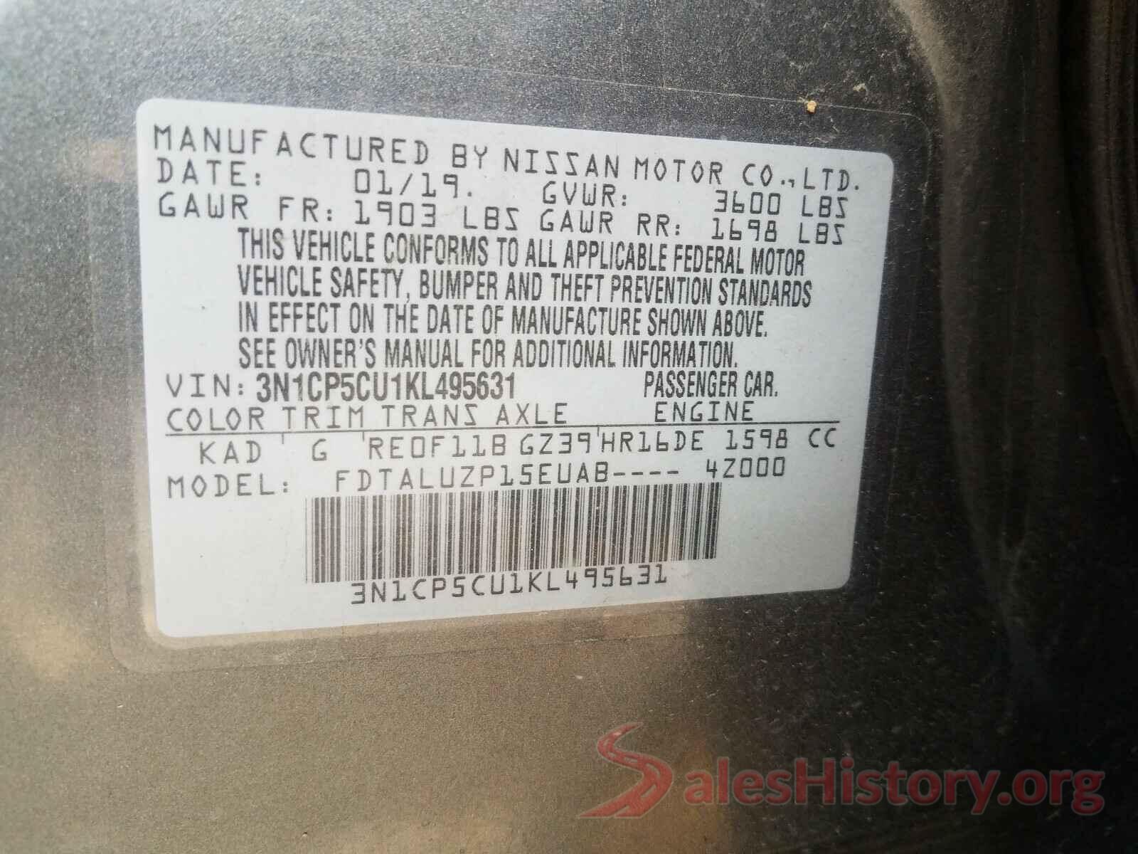 3N1CP5CU1KL495631 2019 NISSAN KICKS