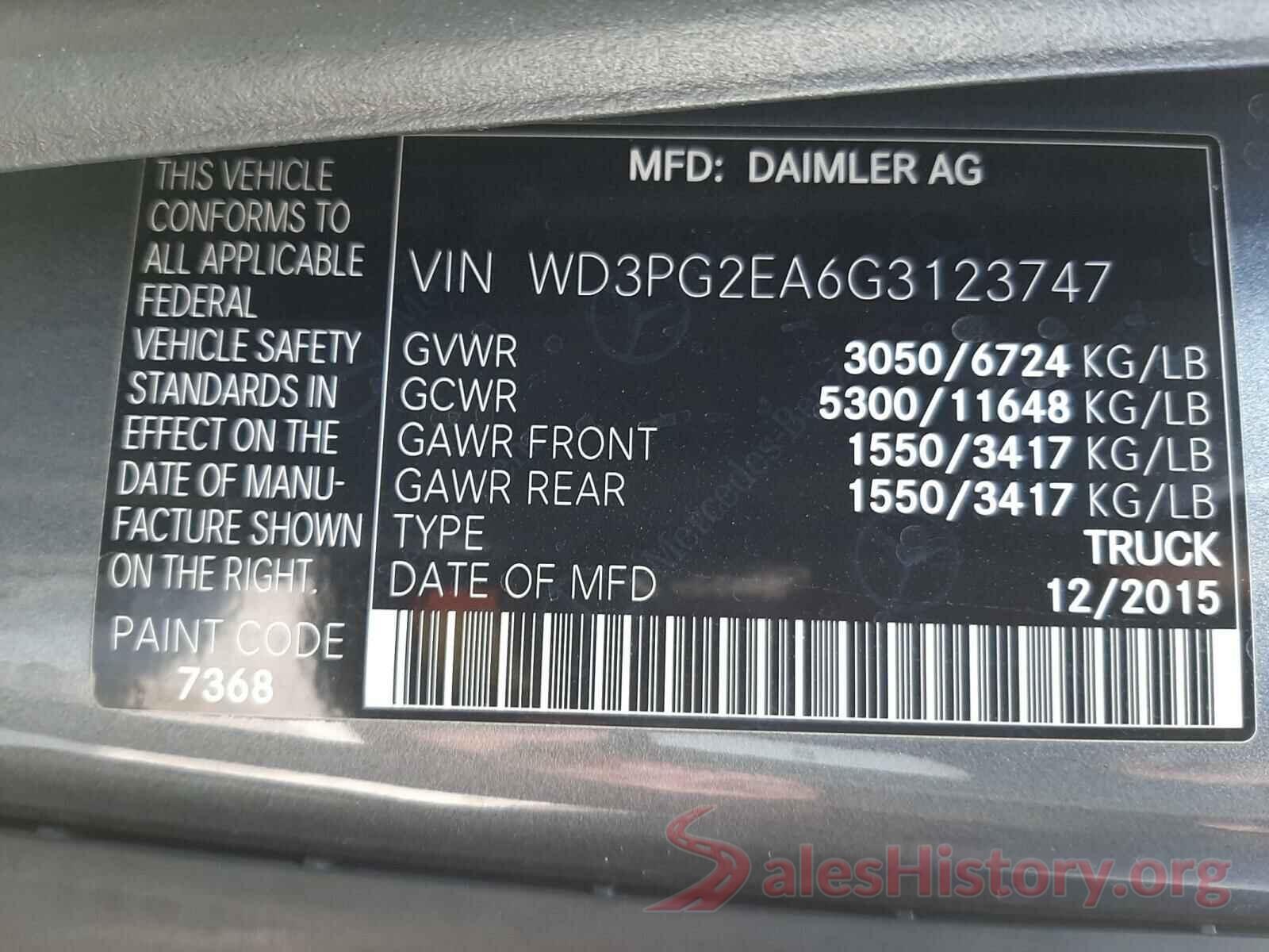 WD3PG2EA6G3123747 2016 MERCEDES-BENZ ALL OTHER