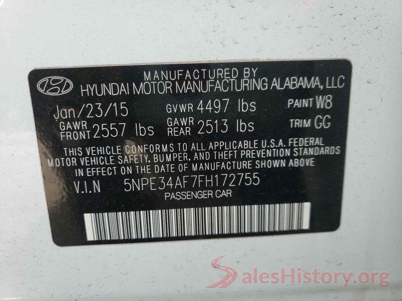 4T1BF1FK7HU397969 2015 HYUNDAI SONATA