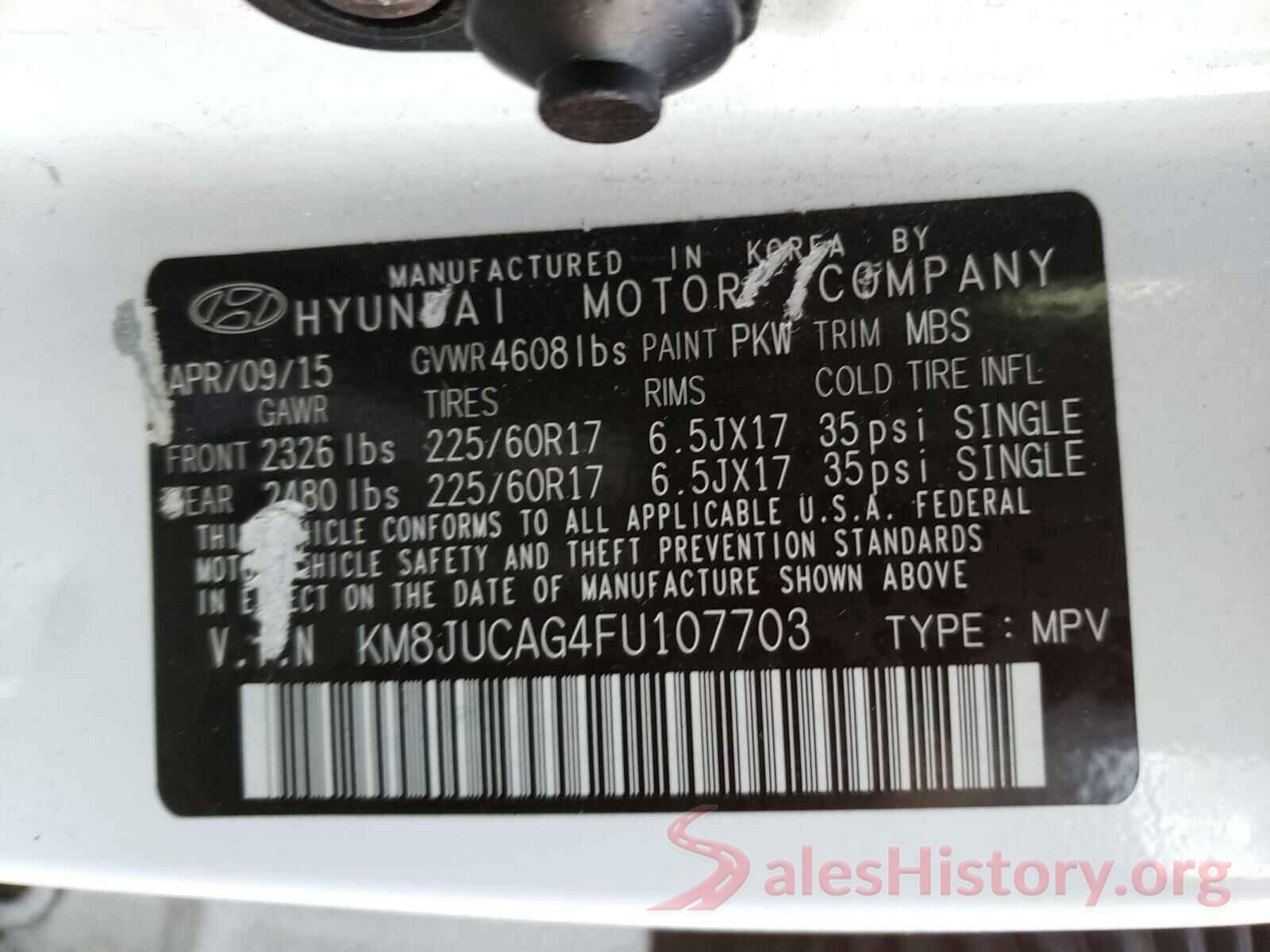 ZACCJBBT0GPC49058 2015 HYUNDAI TUCSON