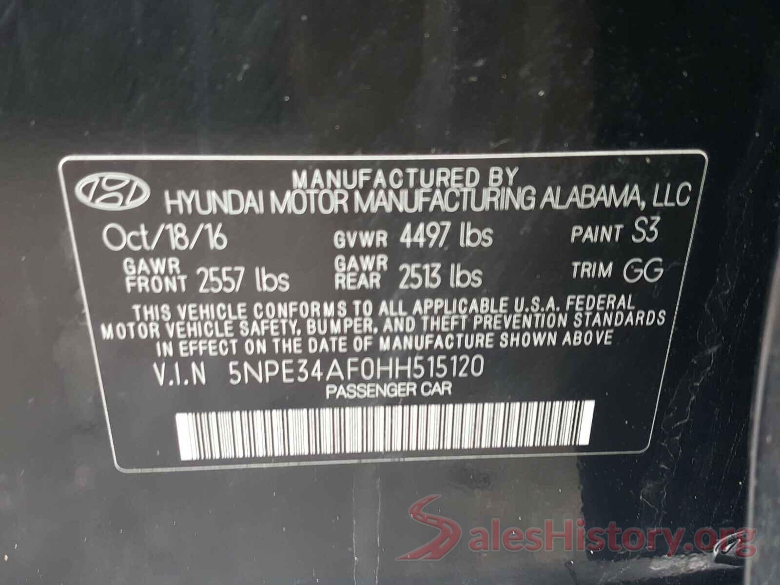 5NPE34AF0HH515120 2017 HYUNDAI SONATA