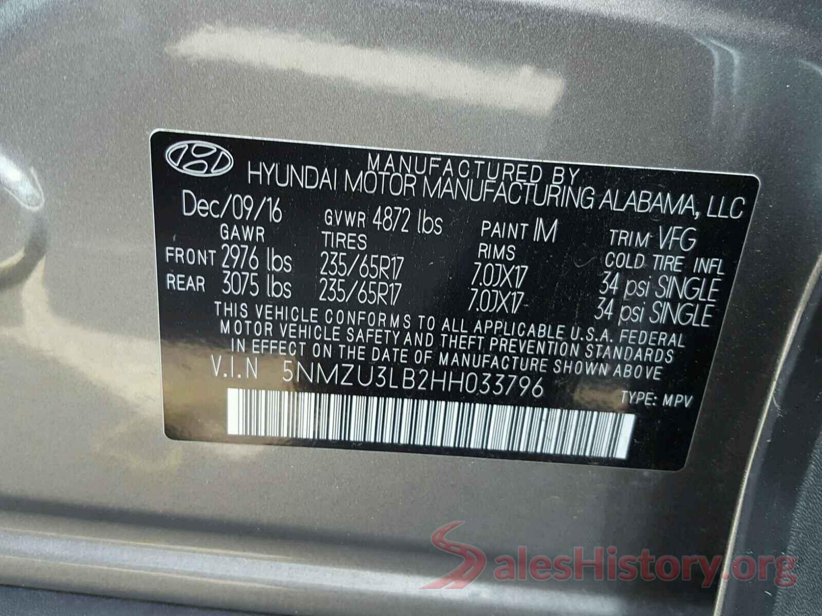 WDDZF4KB3HA106529 2017 HYUNDAI SANTA FE S