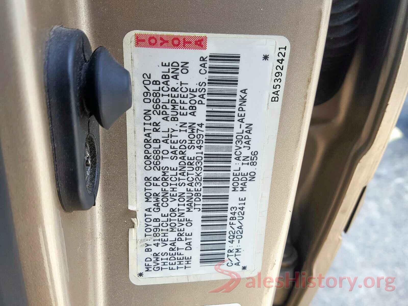 2T3C1RFV9MW117501 2003 TOYOTA CAMRY