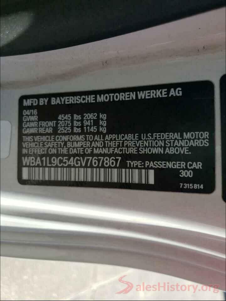 WBA1L9C54GV767867 2016 BMW 2 SERIES