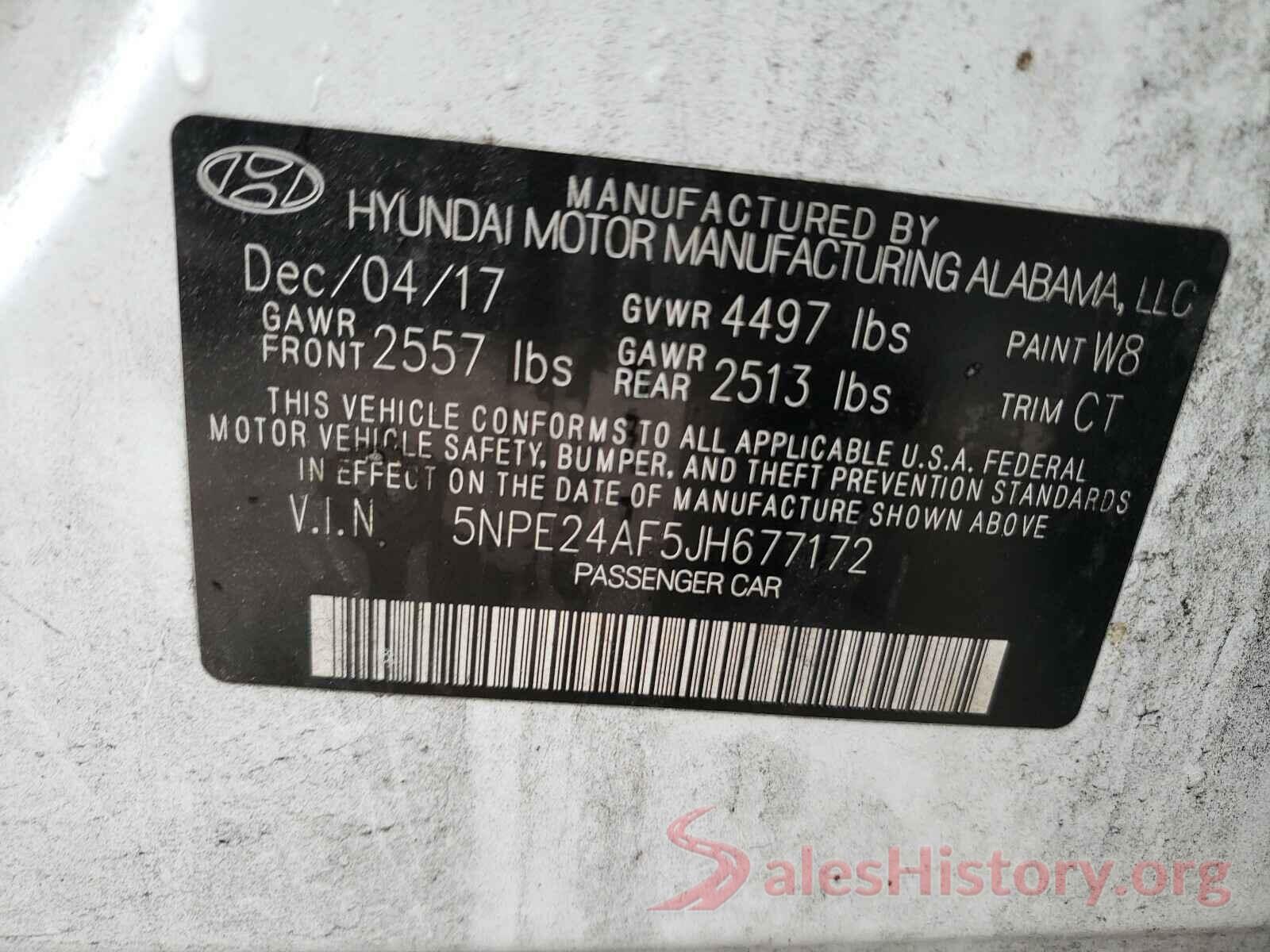 5NPE24AF5JH677172 2018 HYUNDAI SONATA