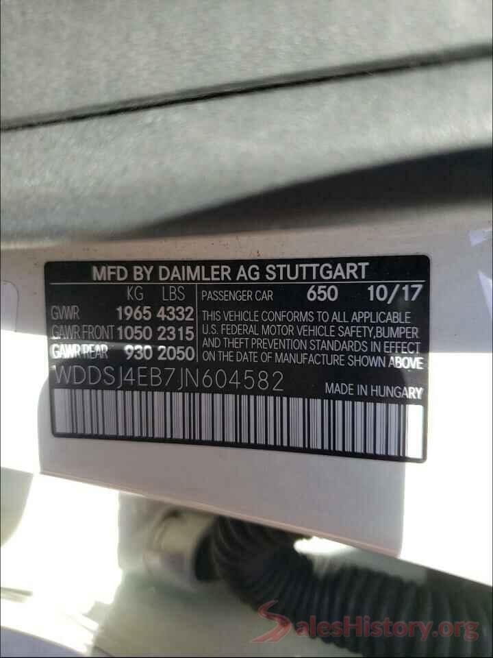 WDDSJ4EB7JN604582 2018 MERCEDES-BENZ C CLASS