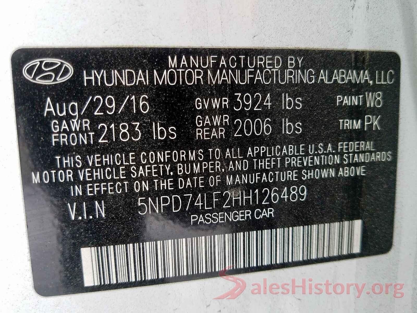 5TDJZRBH3MS069396 2017 HYUNDAI ELANTRA