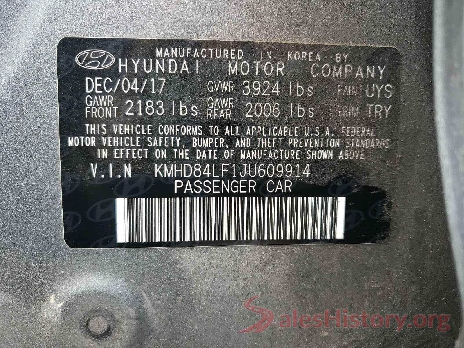 KMHD84LF1JU609914 2018 HYUNDAI ELANTRA